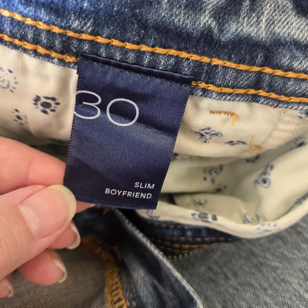 Anthropologie Pilcro 30 Slim Boyfriend Embroidered Patch Mid Rise Distress Jean - Picture 14 of 16